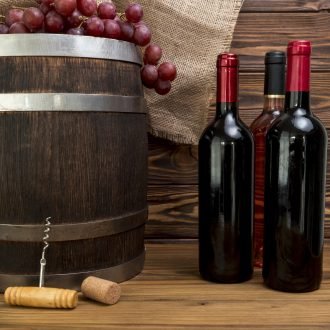 bottles-wine-with-barrel